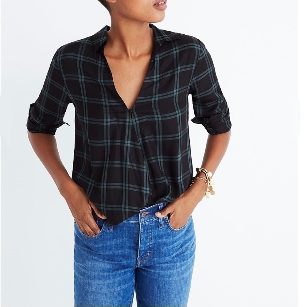 Madewell Wrap-Front Shirt in Palma Plaid
